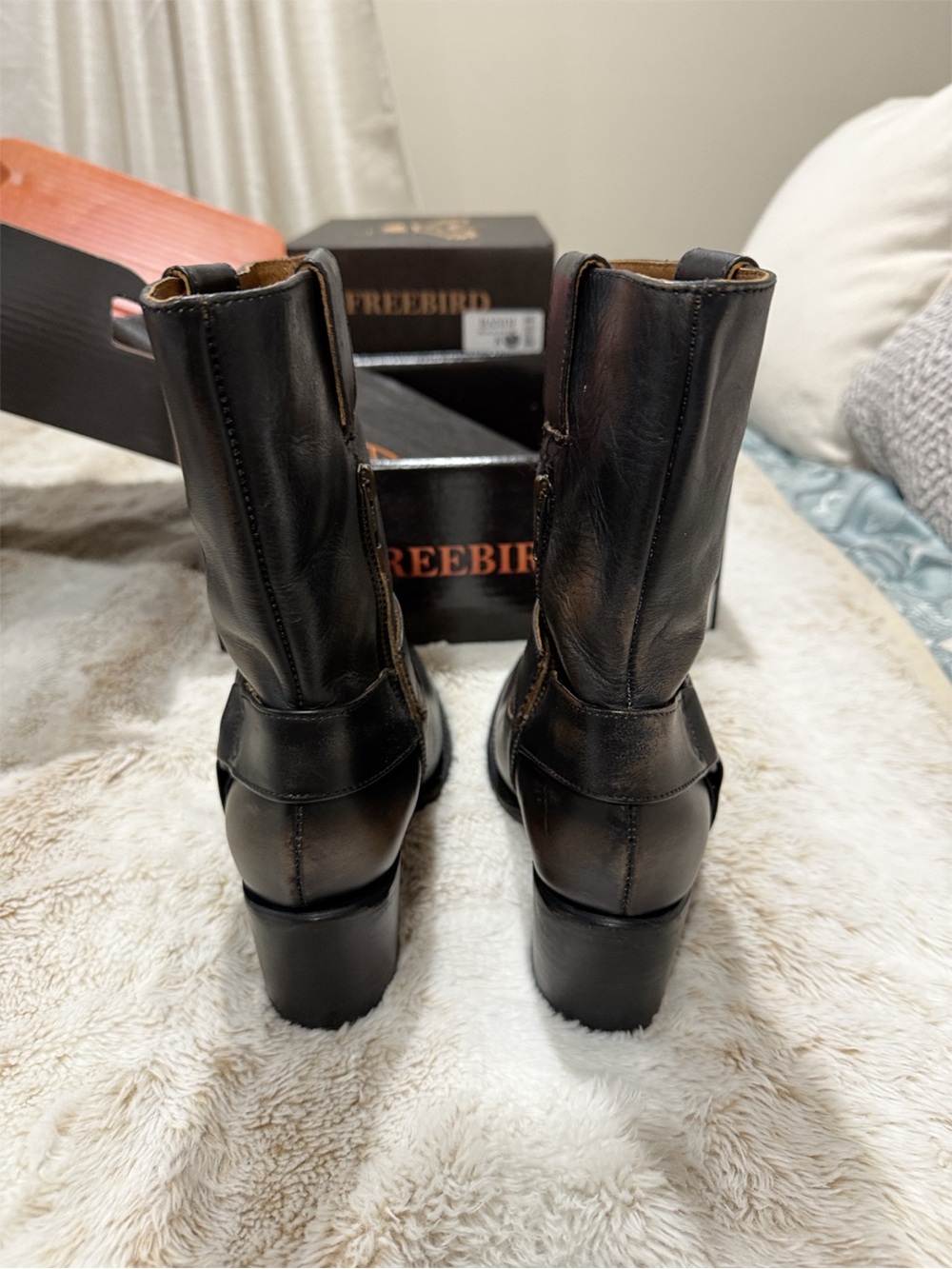 Freebird by Steven DARCY Black Leather Harness Boots Size 8 NIB - Picture 3 of 7